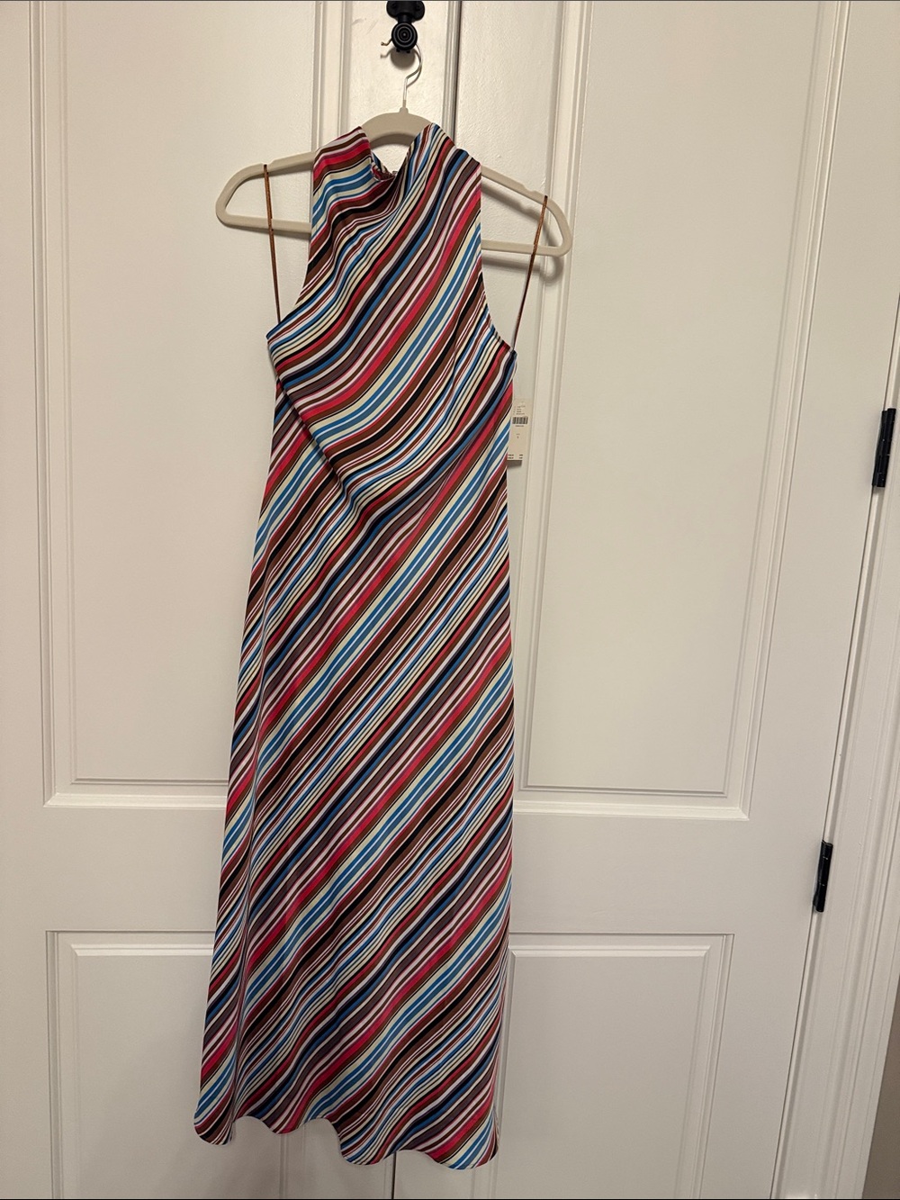 Maeve Striped Halter Maxi Dress in Red, Blue, Pink and White